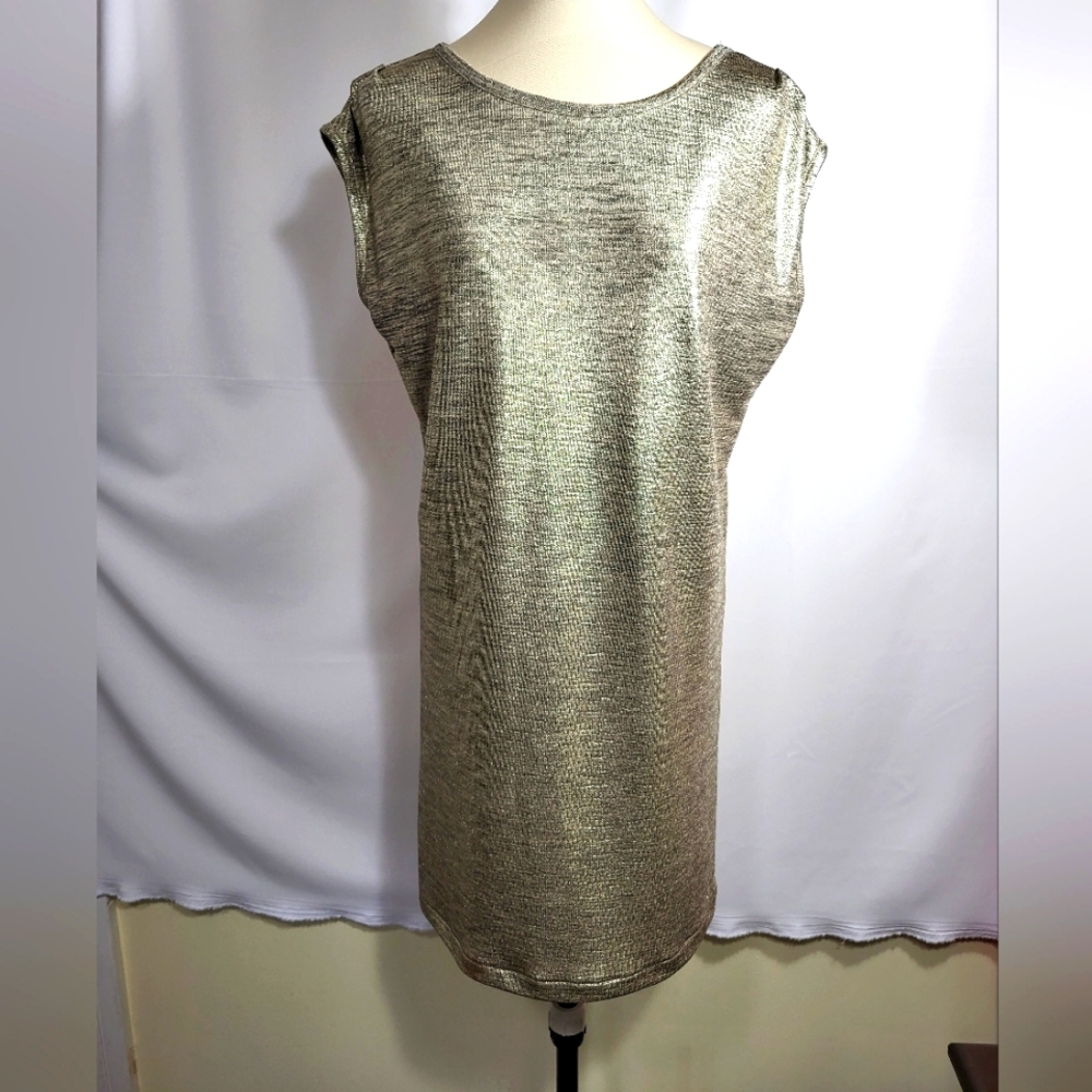 Knot Sisters gold shimmery mini dress women's S #867